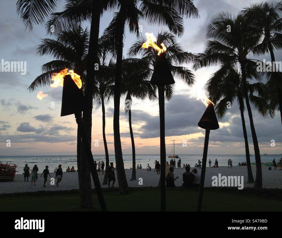 Hawaii Lanterns! Waikiki Beach! - Smartphone Captured Stock Image