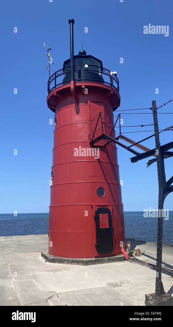Grand Haven lighthouse in Michigan - Smartphone Captured Stock Image