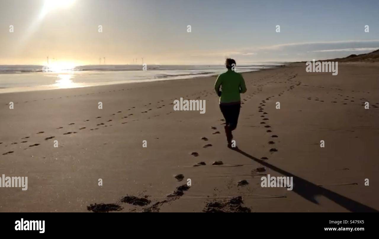 Running on the Beach - Smartphone Captured Stock Image