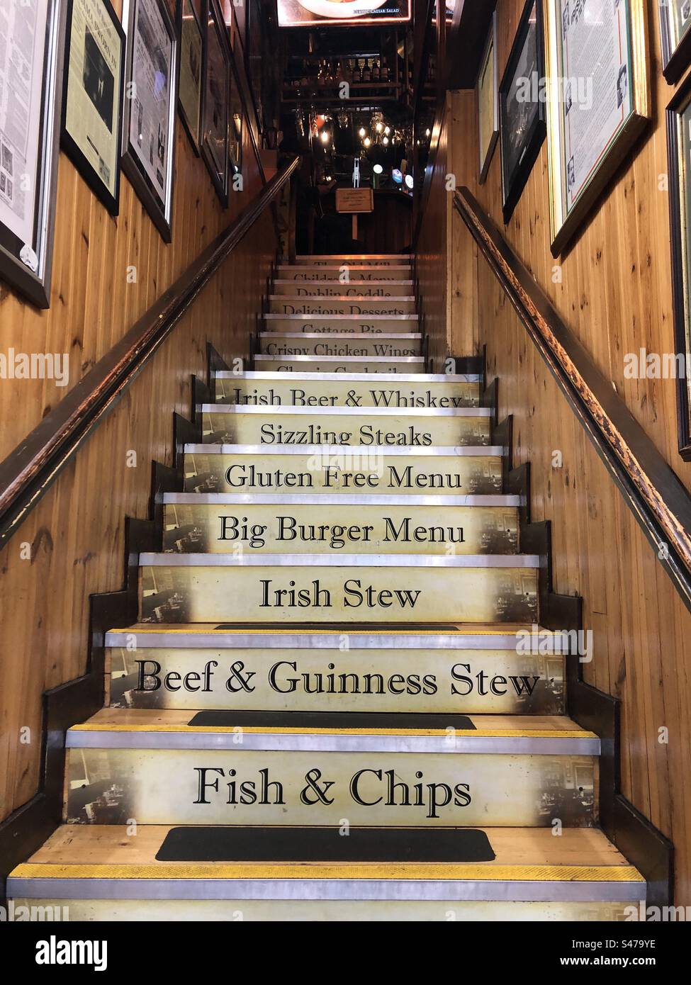 Stairs going up into a restaurant in Dublin, Ireland Stock Photo Alamy