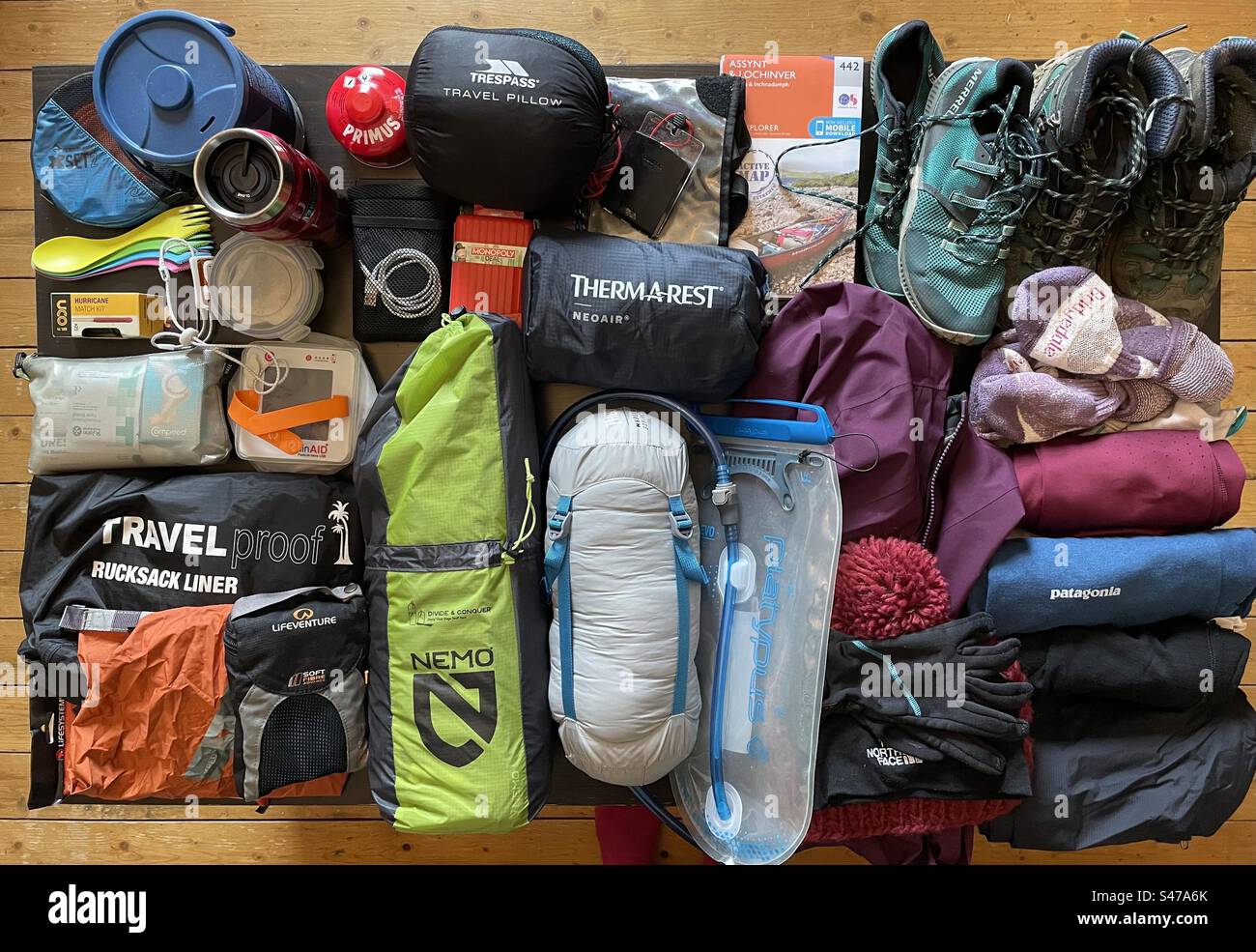 Packing for a Multi-Day Hike - Smartphone Captured Stock Image