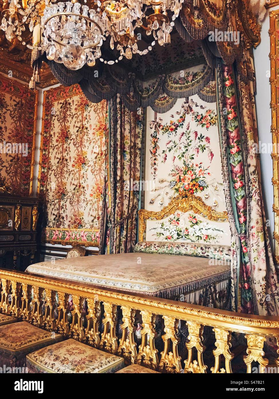 Marie Antoinette bedroom at the Palace of Versailles - Smartphone Captured Stock Image