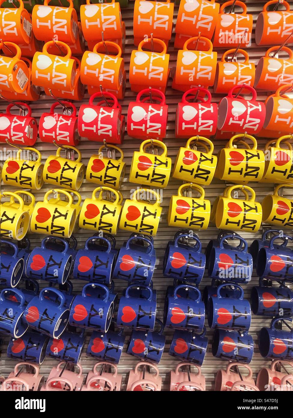 I love New York souvenir cups or mugs at a gift shop - Smartphone Captured Stock Image