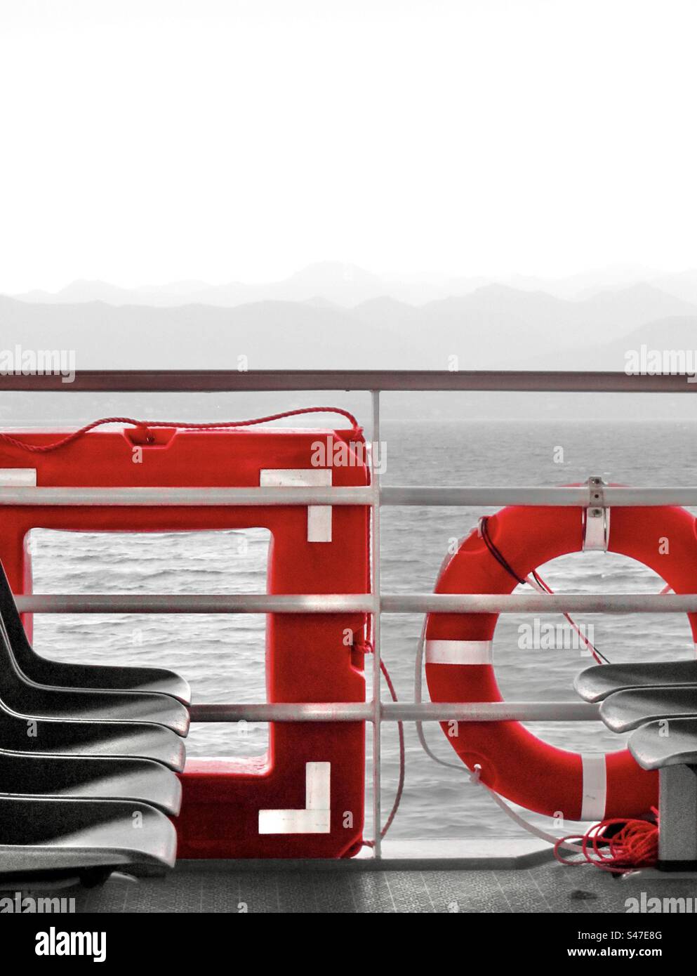 Lifebuoys on a Ferry Crossing - Smartphone Captured Stock Image