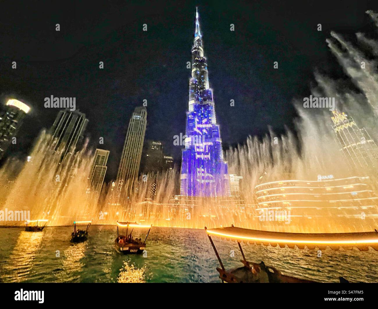 Burj Khalifa Dubai by night - Smartphone Captured Stock Image