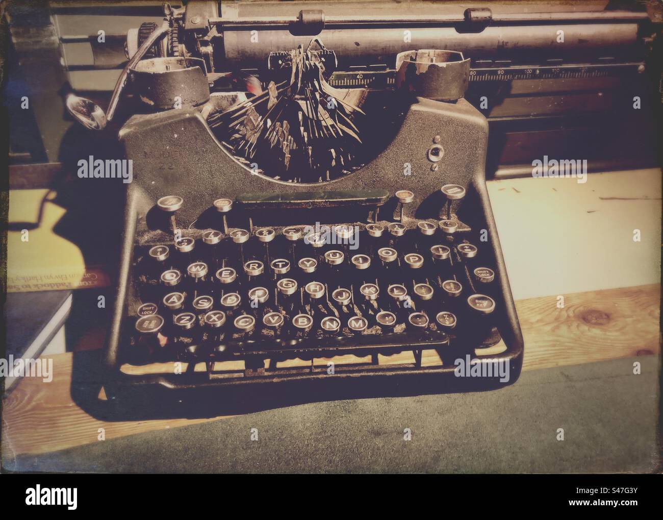 Vintage typewriter on a desk Stock Photo