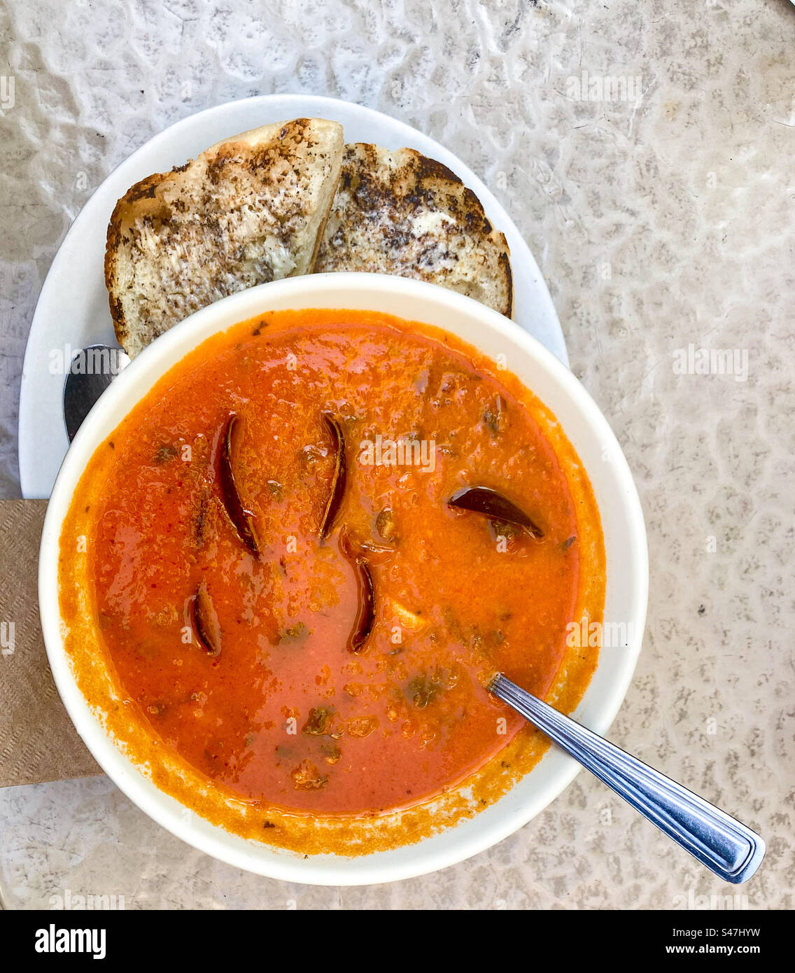 Top down view of a bowl of Caldeirada, Portuguese Fish Stew Stock Photo ...