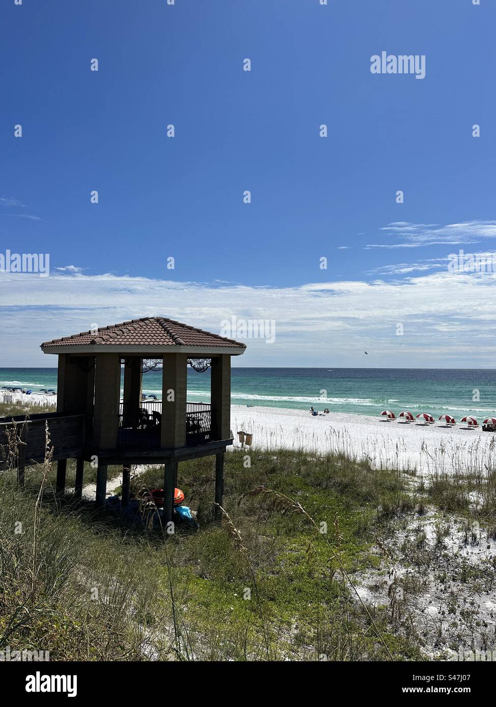 Miramar Beach, Florida upper view of shoreline, Gulf of Mexico water