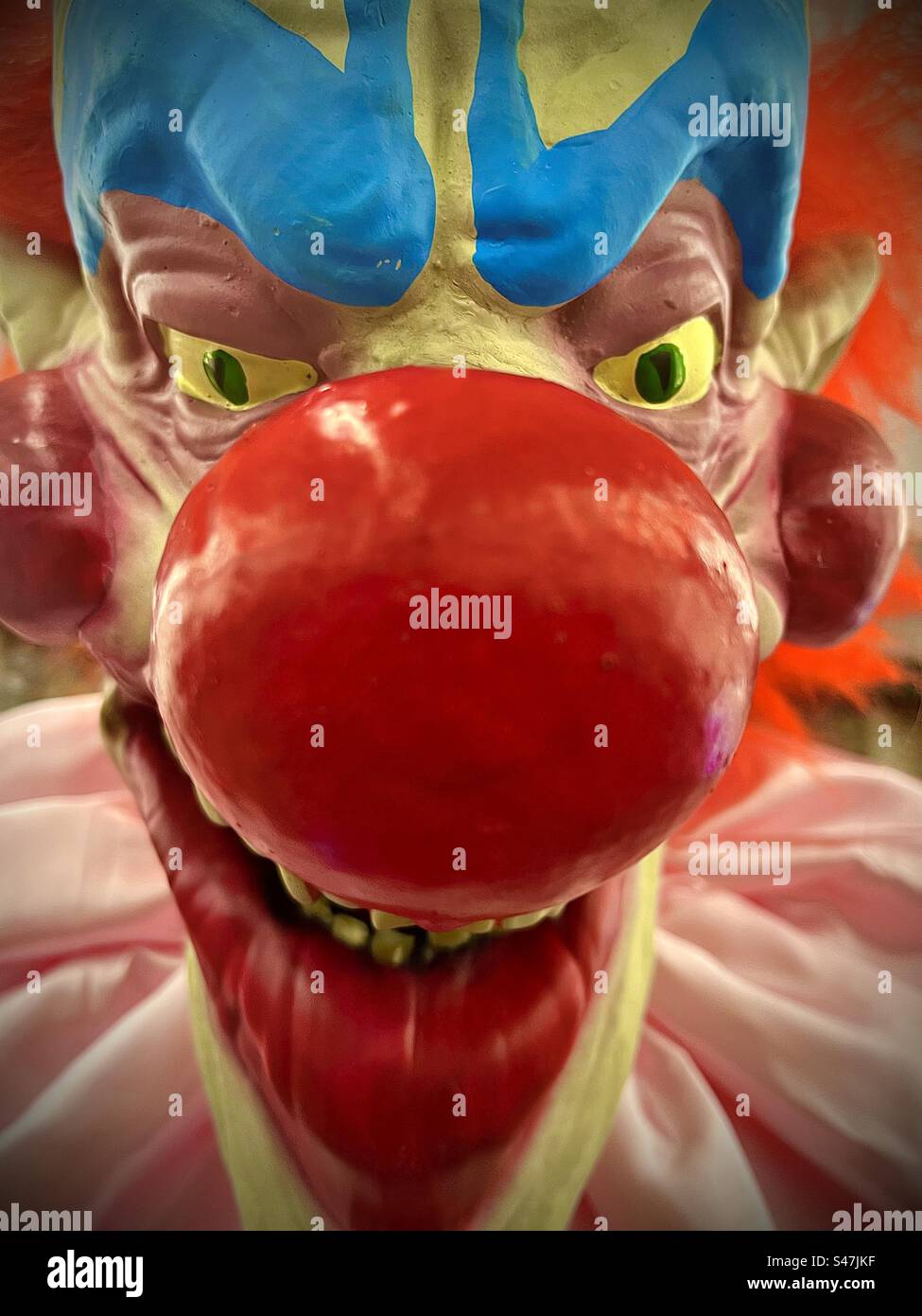 Closeup of Scary Clown Face - Smartphone Captured Stock Image