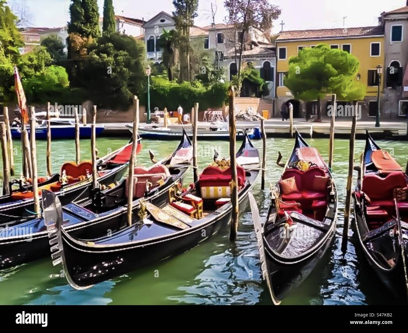 Gondolas in Venice, Italy - Smartphone Captured Stock Image