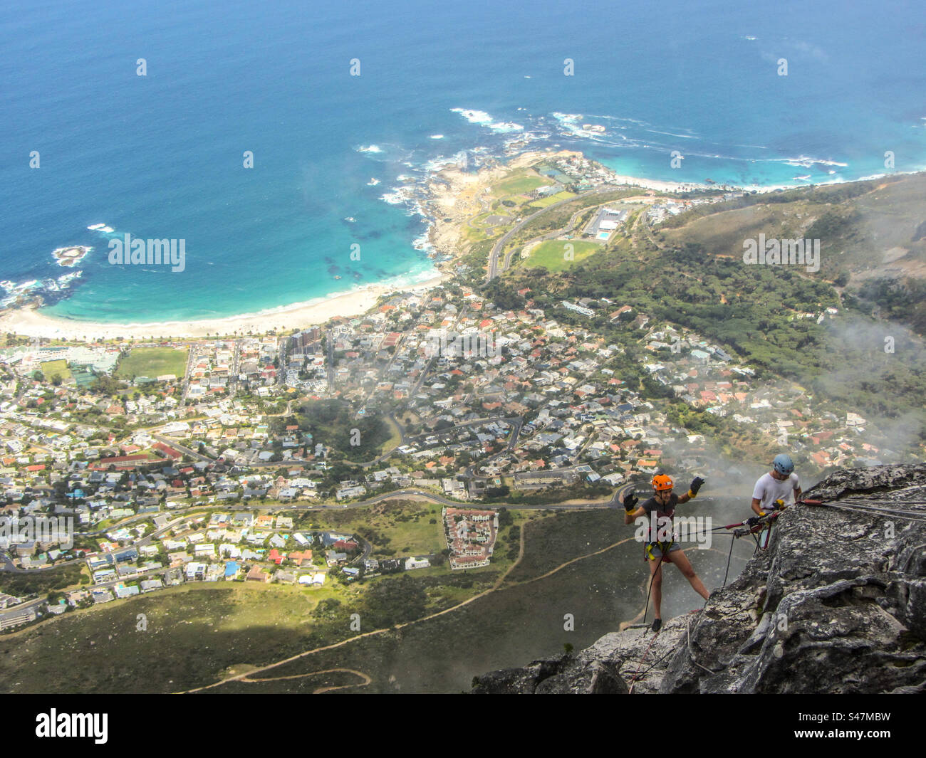 Abseiling from Table Mountain in Cape Town, South Africa - Smartphone Captured Stock Image