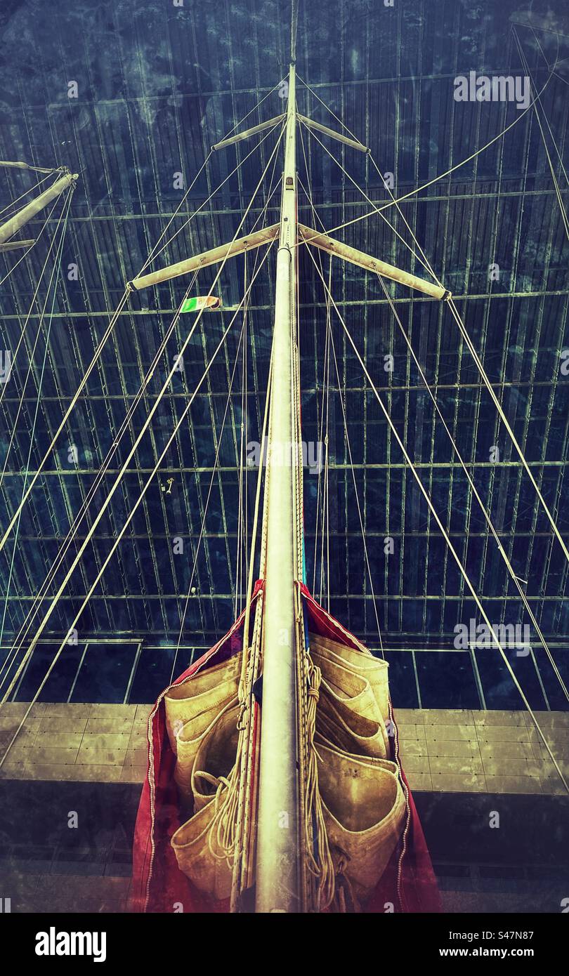 Sailing boat spar with italian flag - Smartphone Captured Stock Image