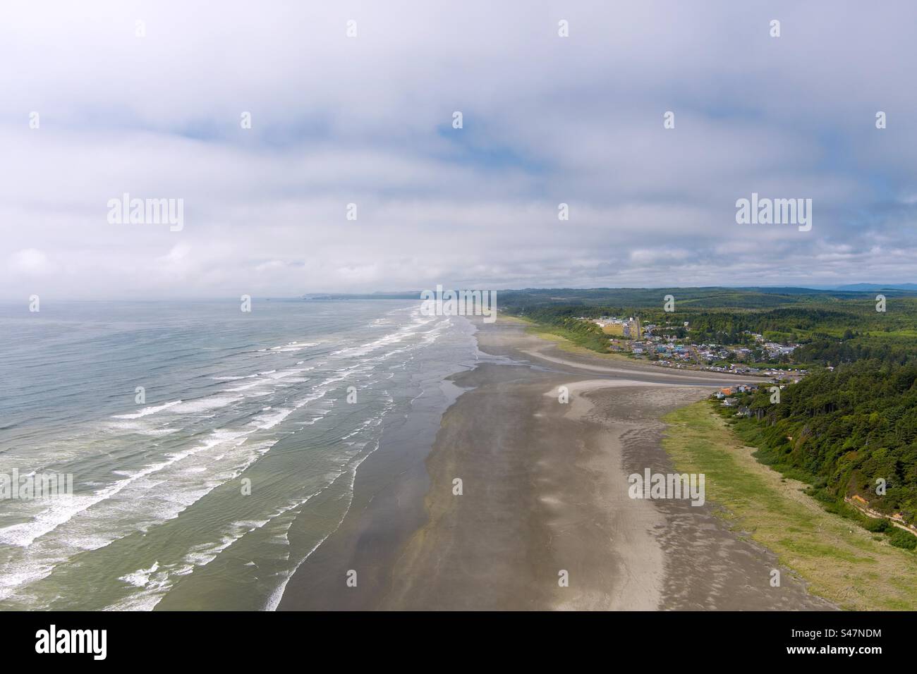 Aerial view of the coastline in Washington State - Smartphone Captured Stock Image