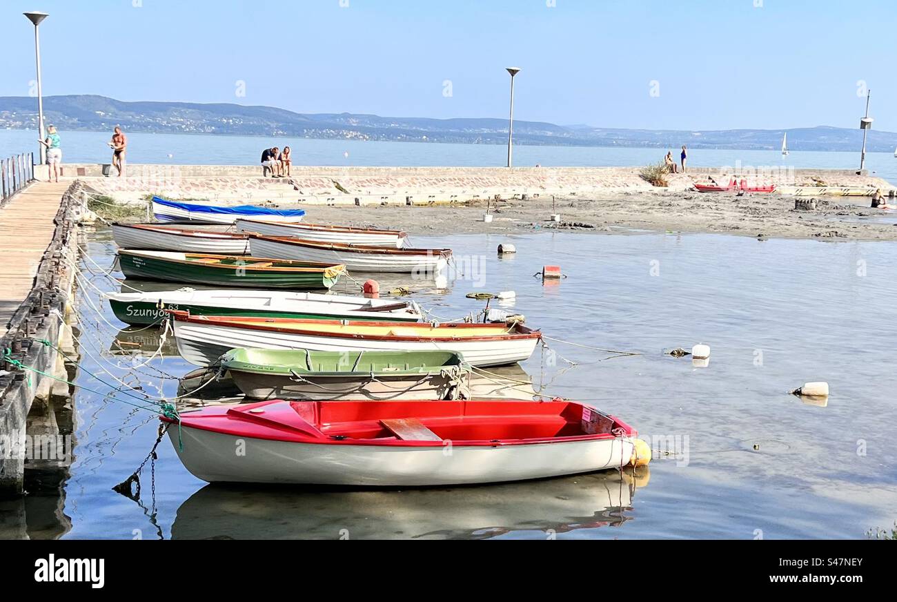 Colourful boats at Lake Balaton Stock Photo Alamy
