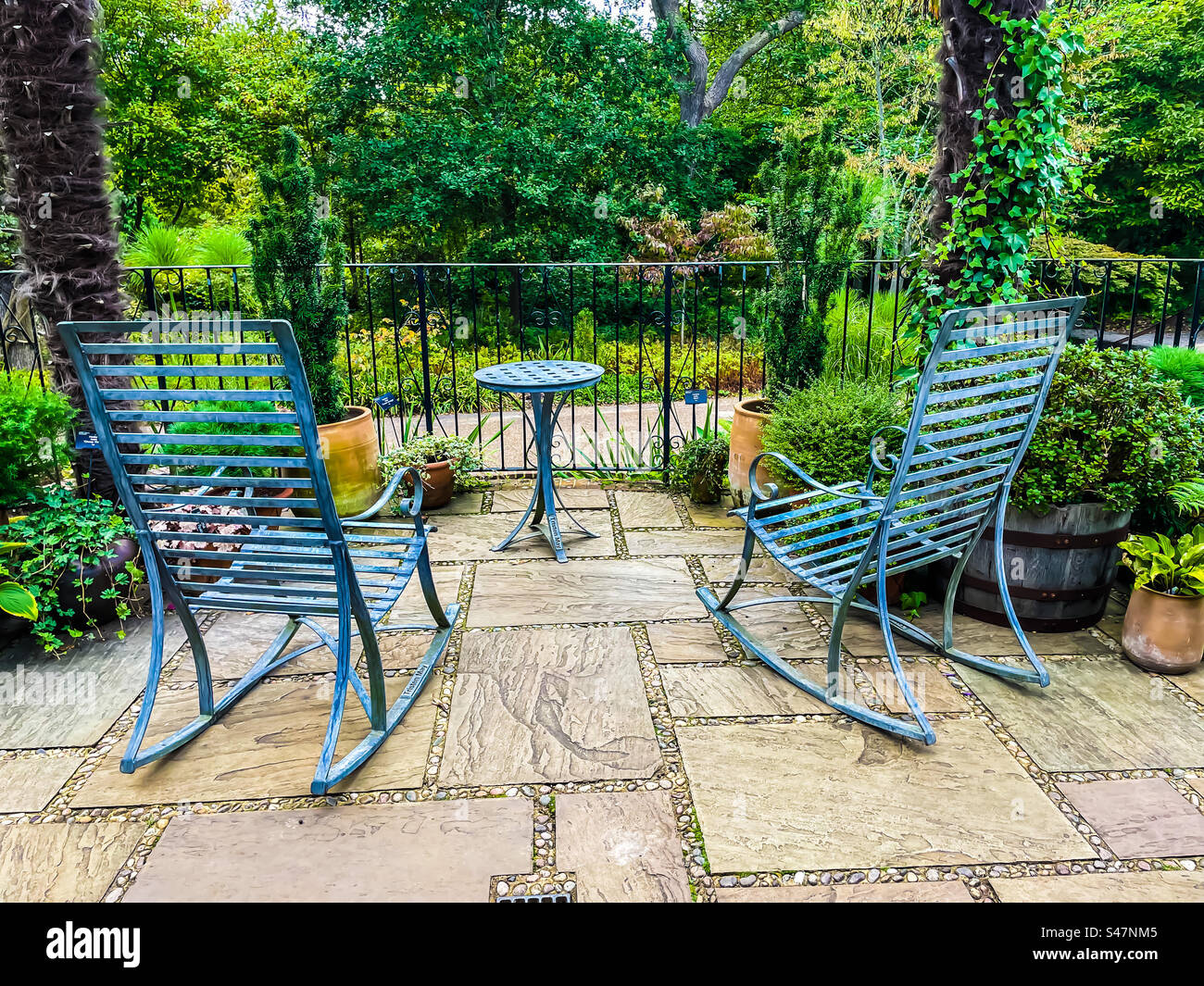 Garden furniture, Wisley gardens Stock Photo