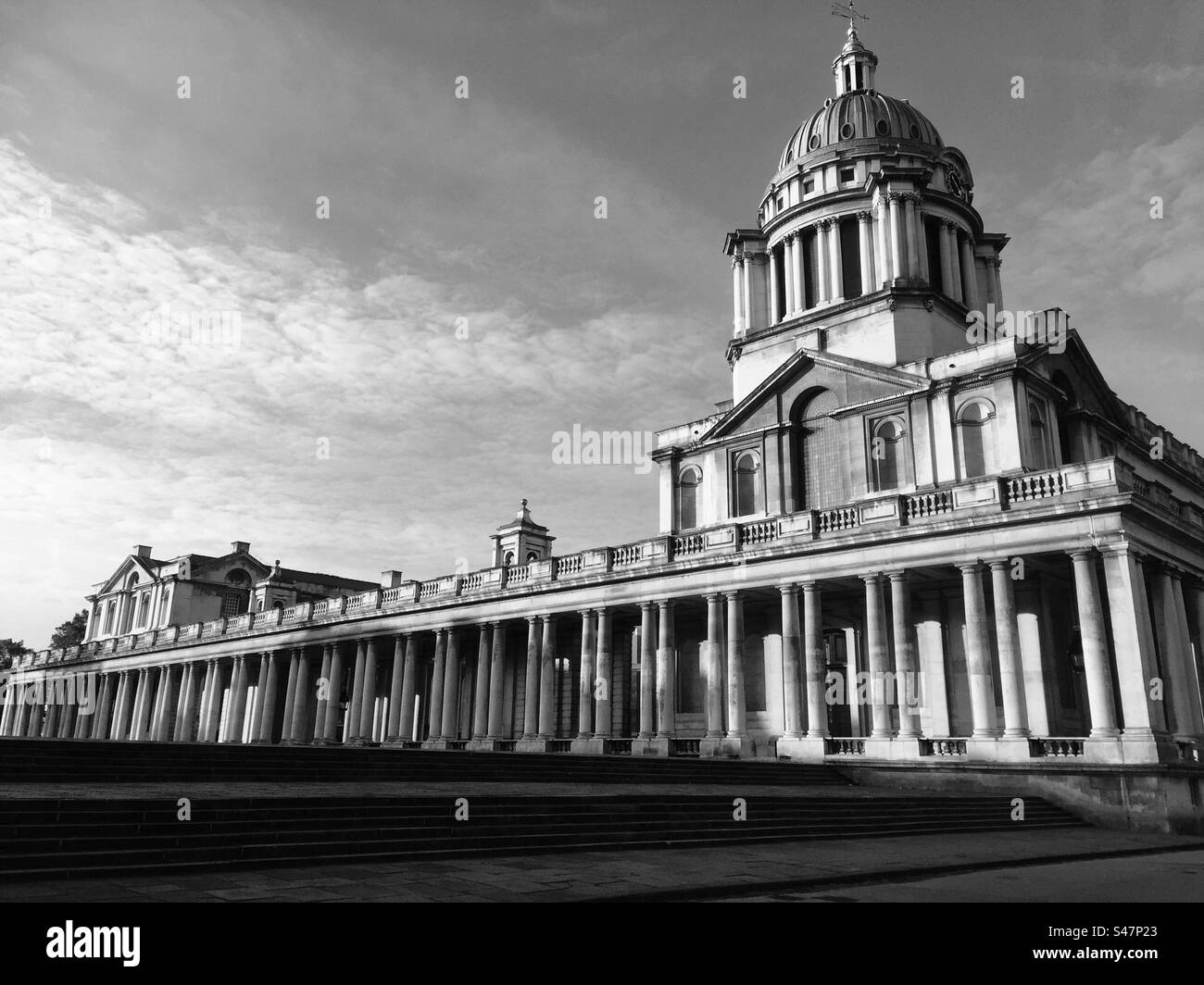 Royal naval college painted chapel in black and white mono Stock Photo