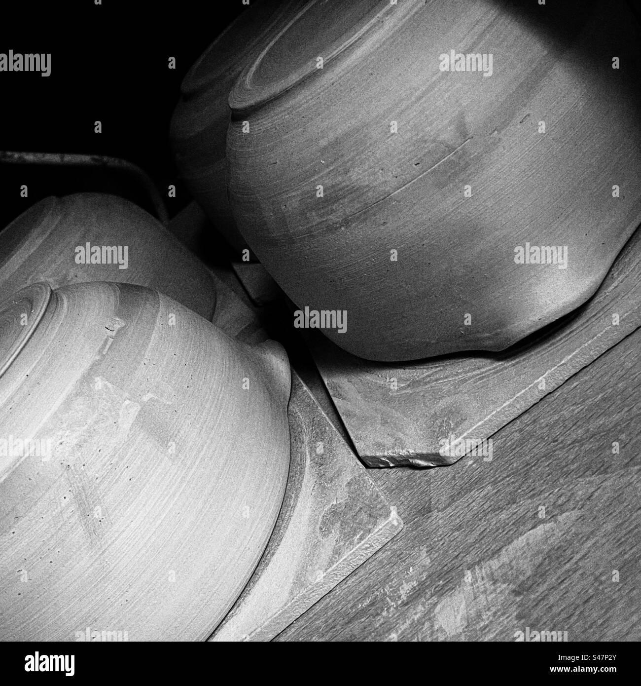 Pottery pouring bowls drying - Smartphone Captured Stock Image