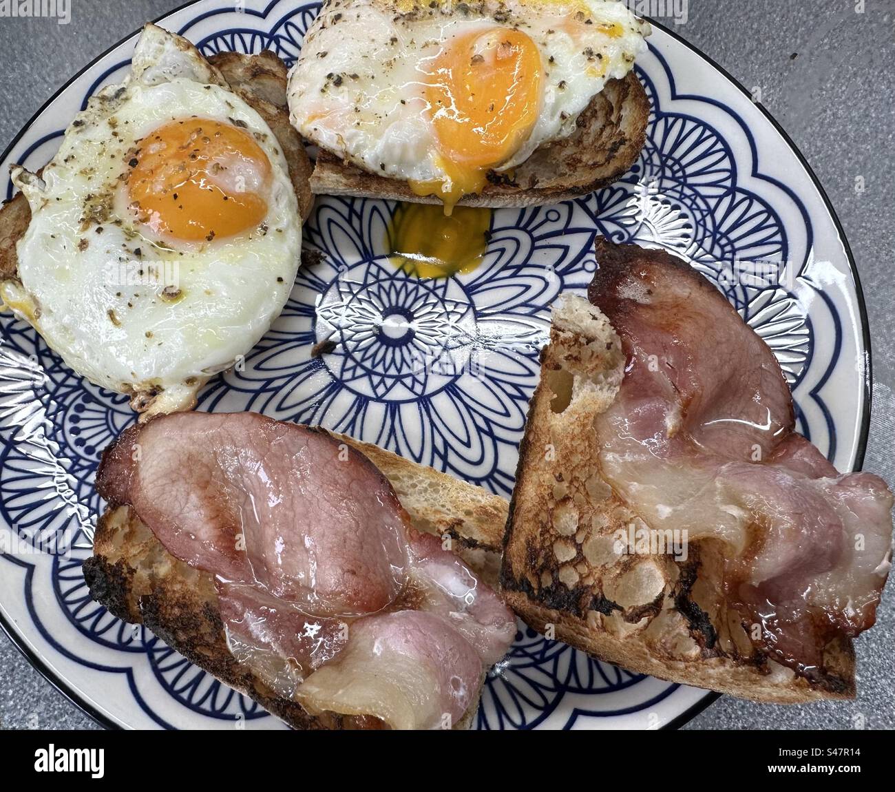 Open Bacon and Egg Cibbata Stock Photo