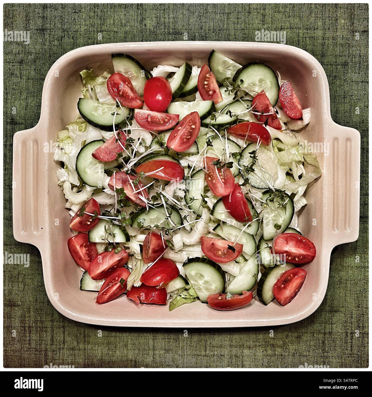 Bowl of freshly prepared salad - Smartphone Captured Stock Image