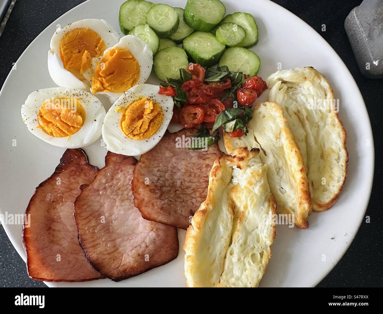 Greek style breakfast plate - Smartphone Captured Stock Image