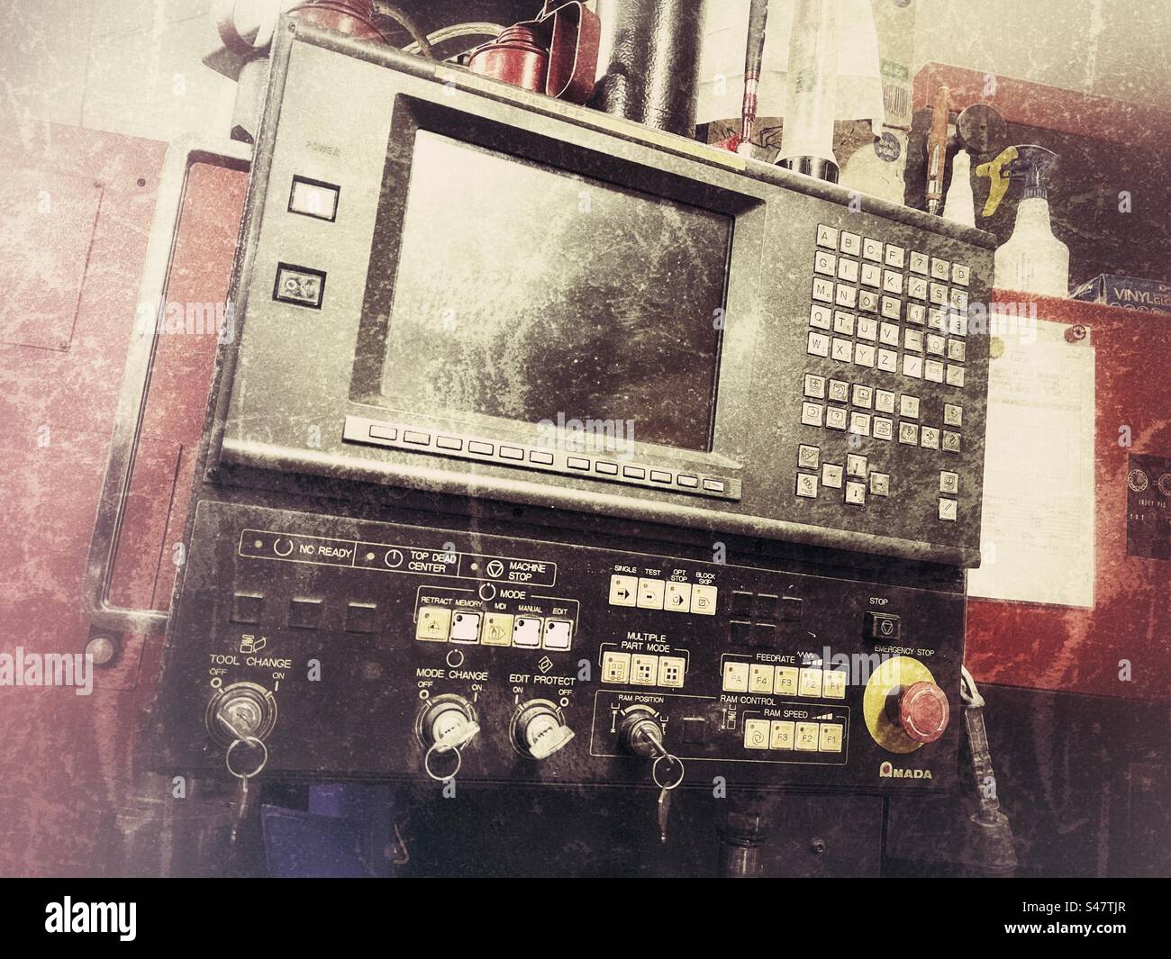 CNC Machine tool operator console - Smartphone Captured Stock Image