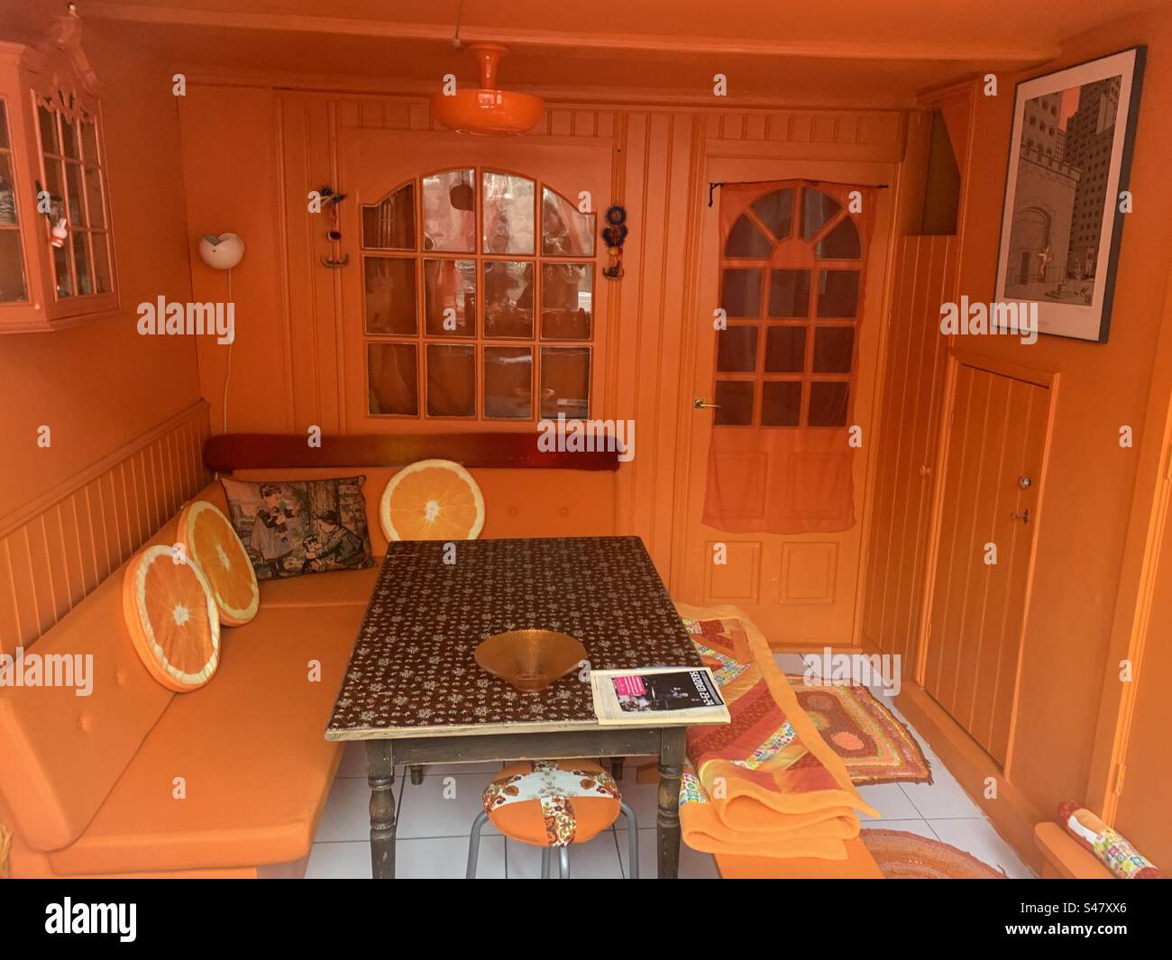 Orange room in Amsterdam Netherlands - Smartphone Captured Stock Image
