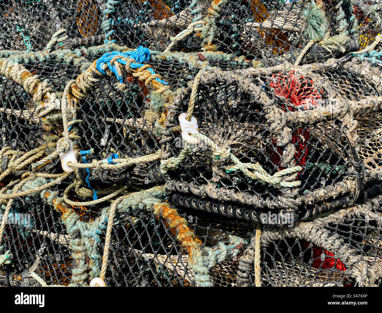 Stacked lobster pots - Smartphone Captured Stock Image