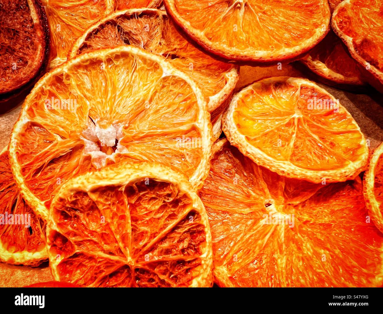 Sliced and dried oranges Stock Photo