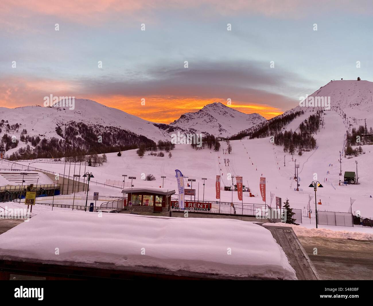Sestriere Ski Resort in December Stock Photo