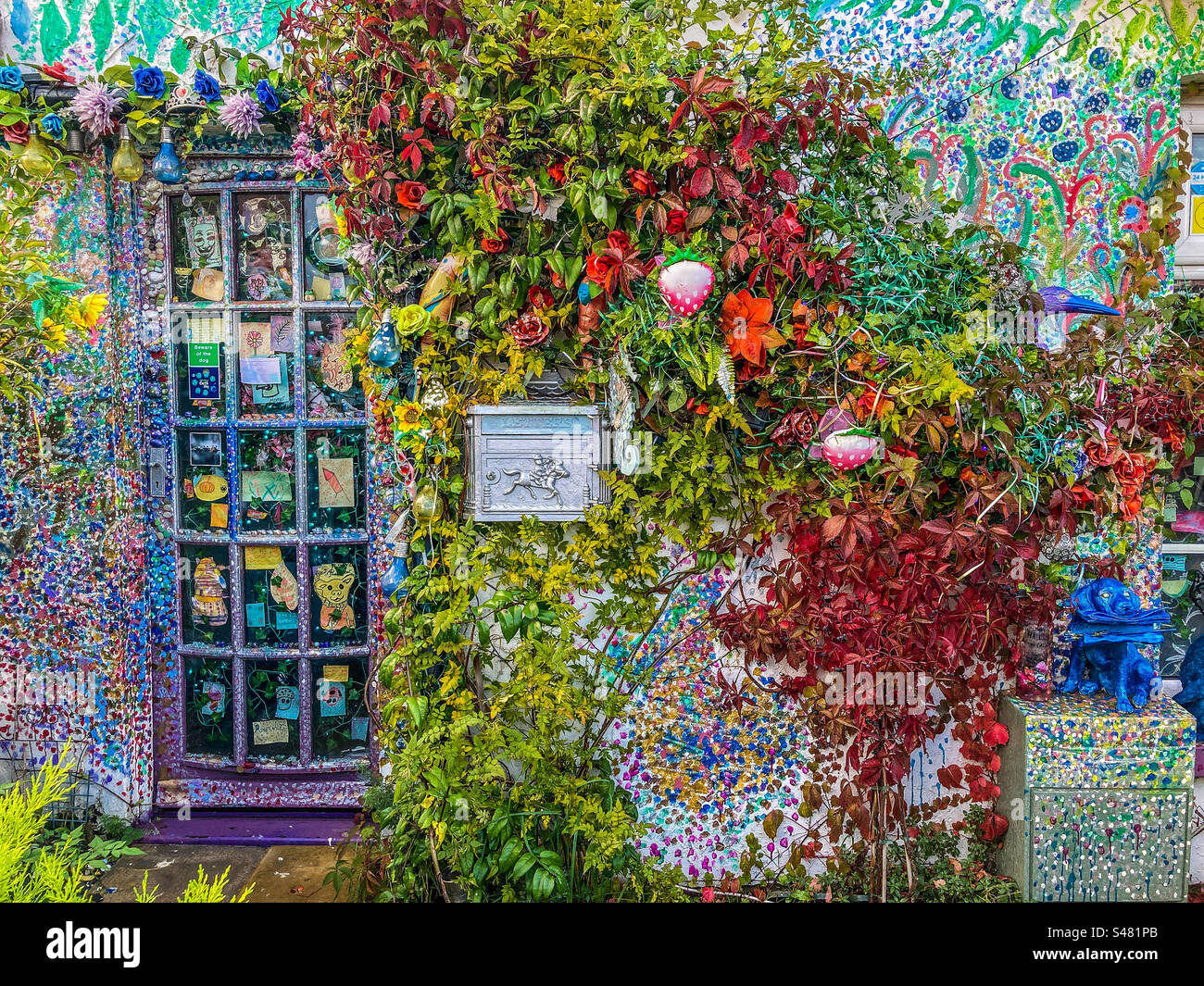 Artistically decorated cottage in Walmer, Kent Stock Photo