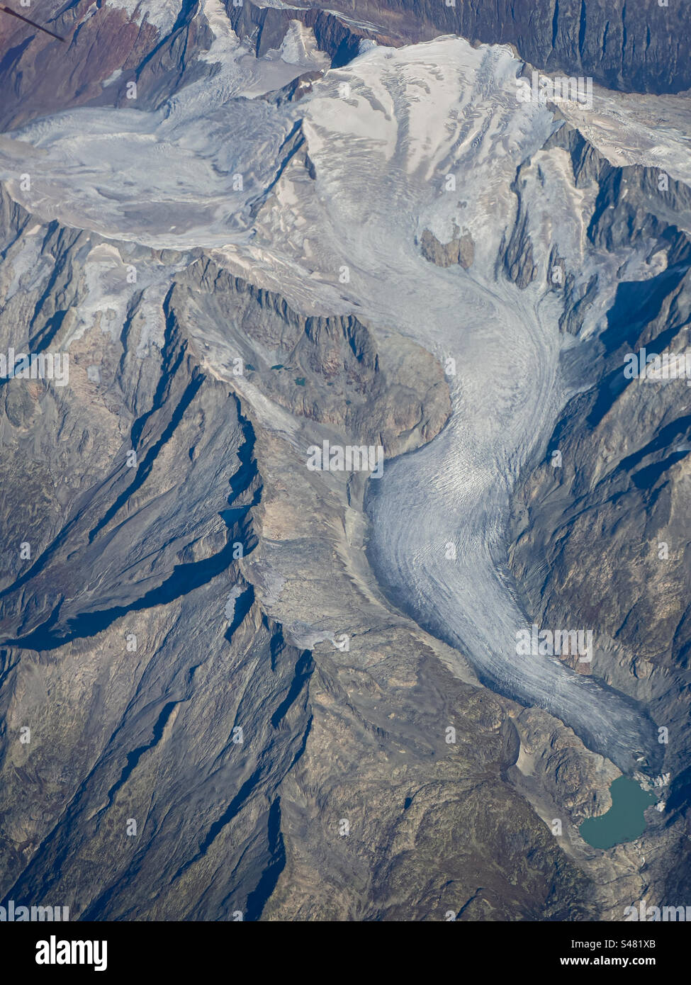 Aerial view of the Rhône glacier in the Swiss Alps - Smartphone Captured Stock Image