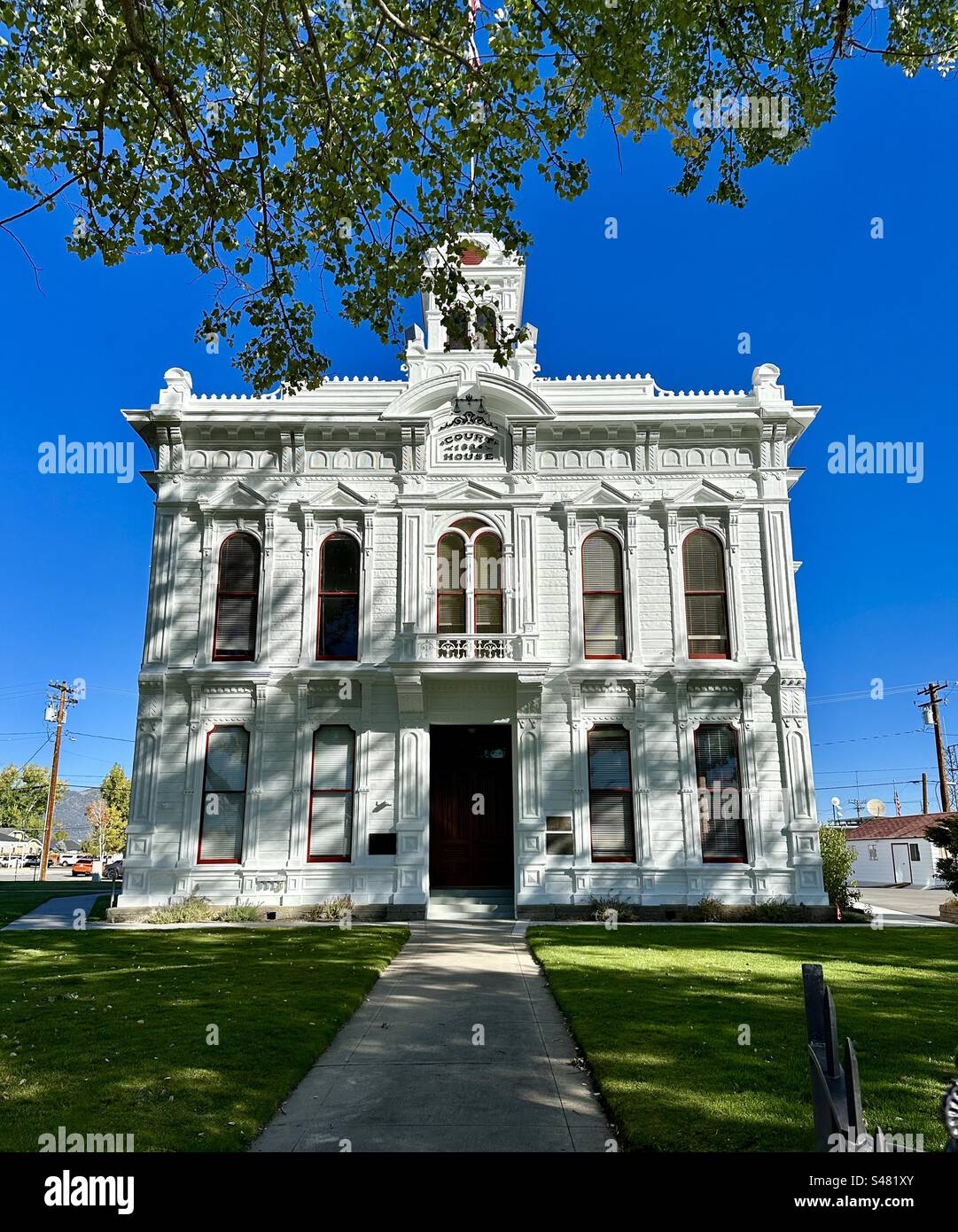 The Mono County Courthouse in Bridgeport, California, is an Italianate-style 1880 building. Stock Photo