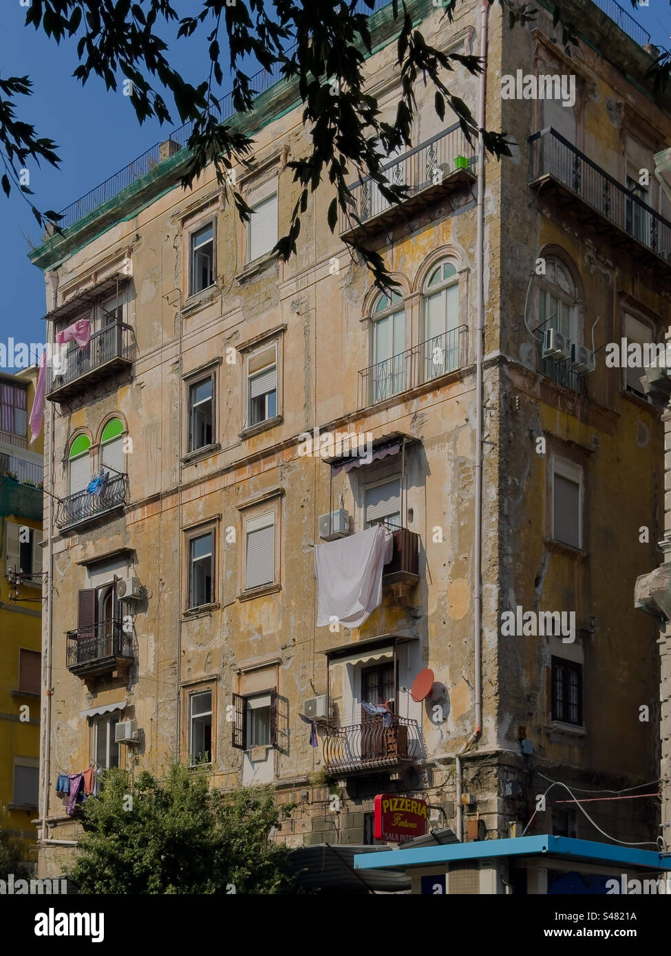 Typical Naples Apartment block exterior on Via Pasquale Stanislao Mancini 1–3 80139 Naples Italy - Smartphone Captured Stock Image