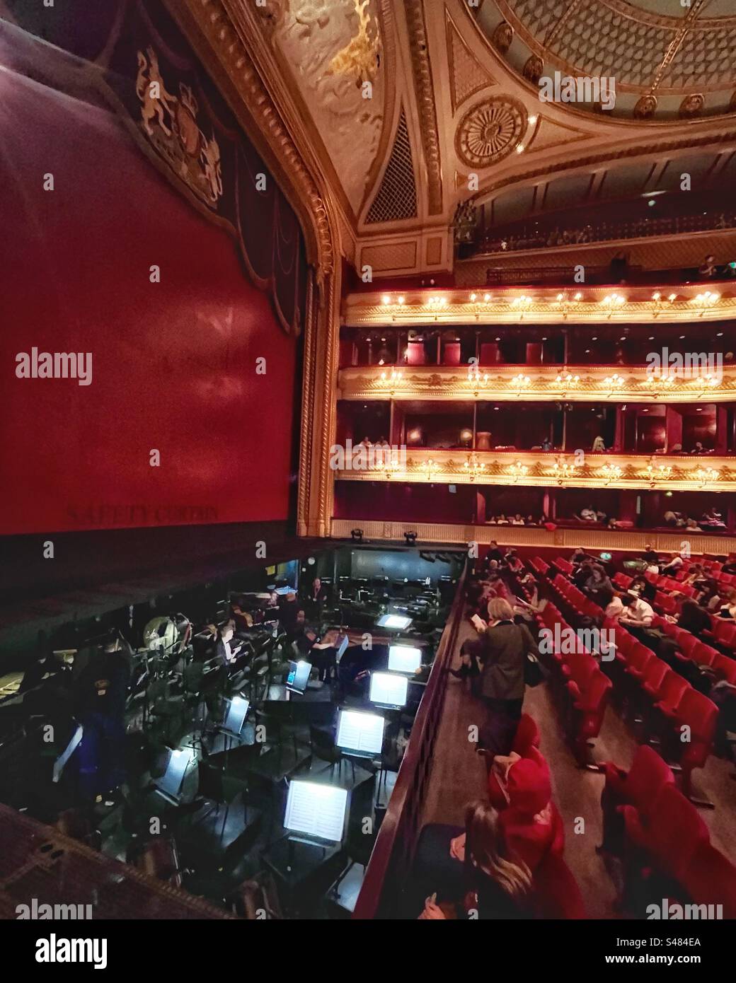 Orchestra pit & stage at the Royal Opera House in London - Covent Garden. - Smartphone Captured Stock Image
