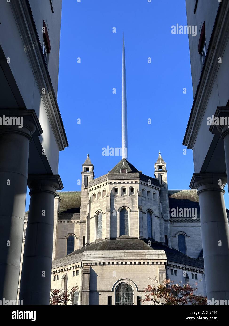 Belfast Cathedral East End and Spire Of Hope from St. Anne’s Square. - Smartphone Captured Stock Image