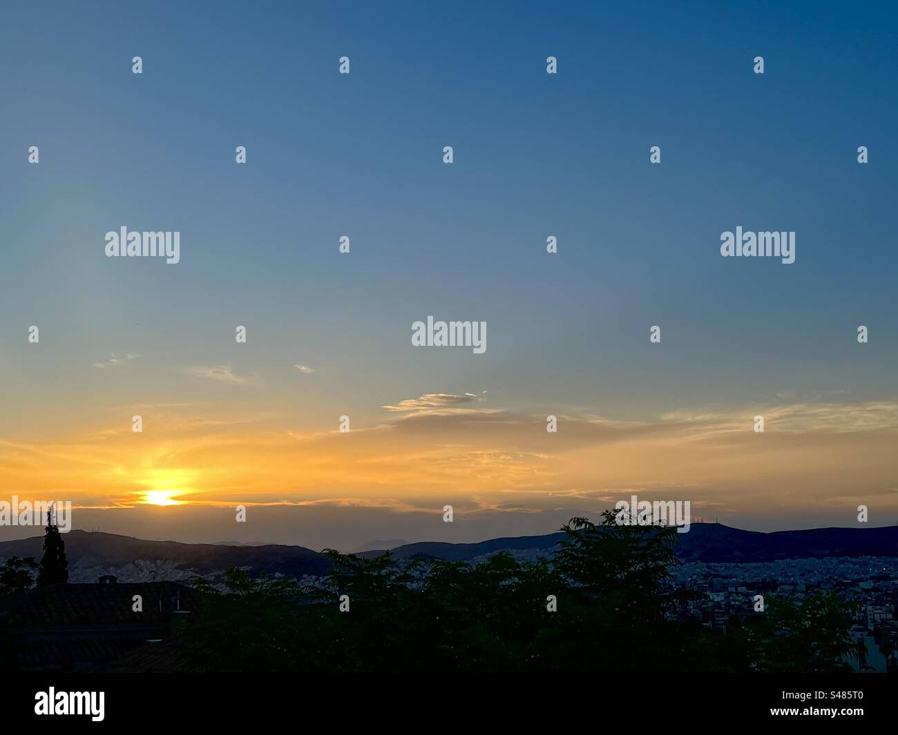 Evening in Athens in summertime - Smartphone Captured Stock Image