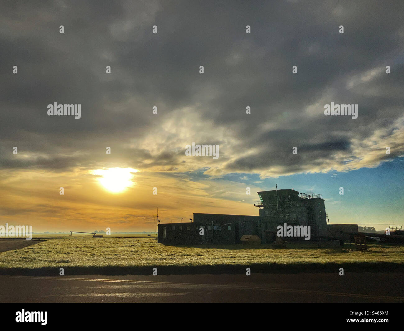 Early morning sunshine at Air Traffic Control RAF Topcliffe North Yorkshire - Smartphone Captured Stock Image