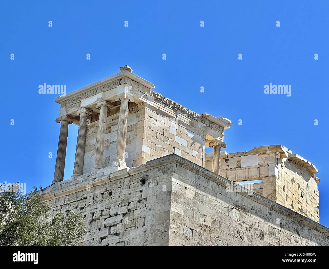 Ruins of the ancient Temple of Athena Nike on Acropolis Hill of Athens - Smartphone Captured Stock Image