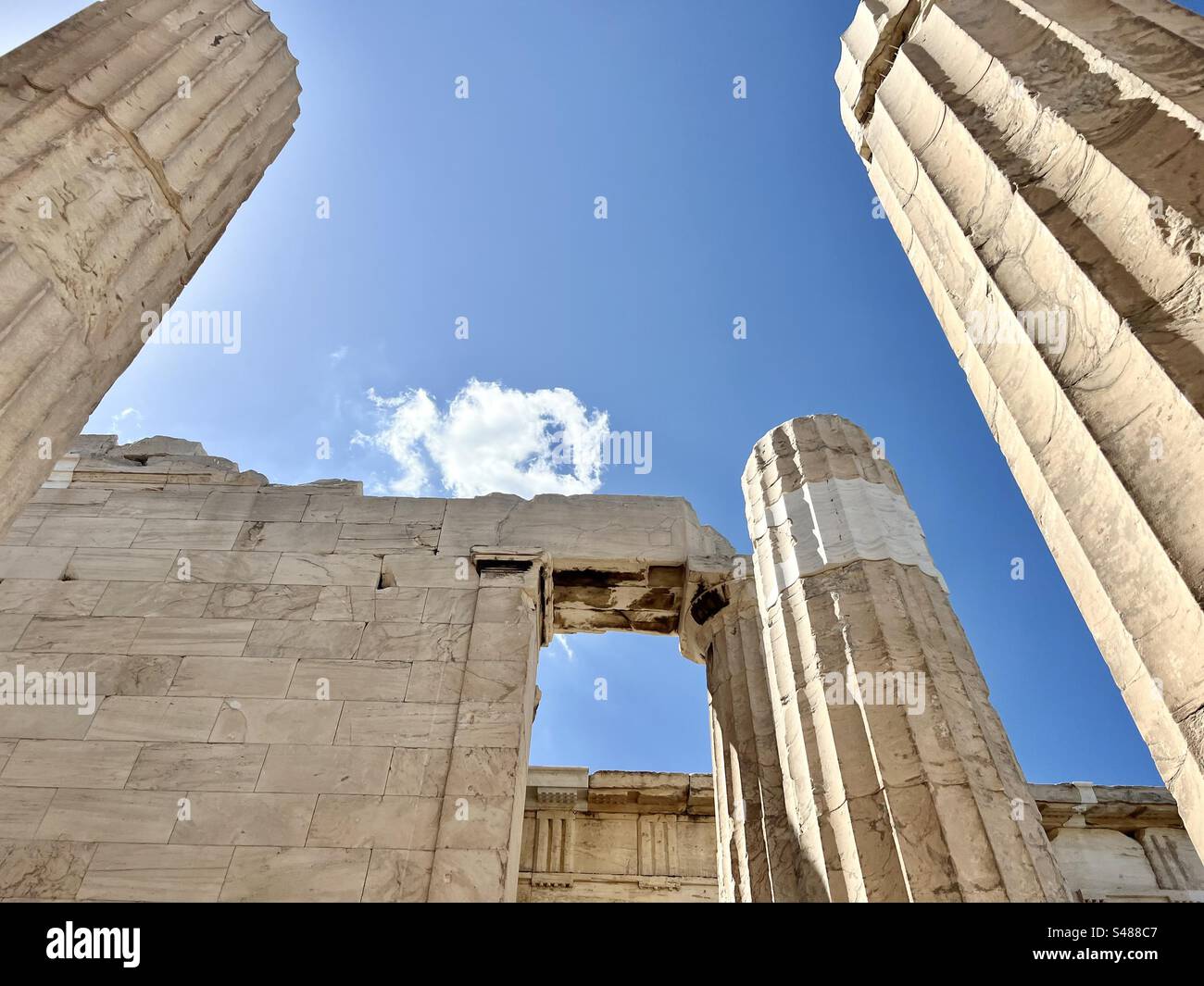 Monumental gateway to the Acropolis in Athens - Smartphone Captured Stock Image