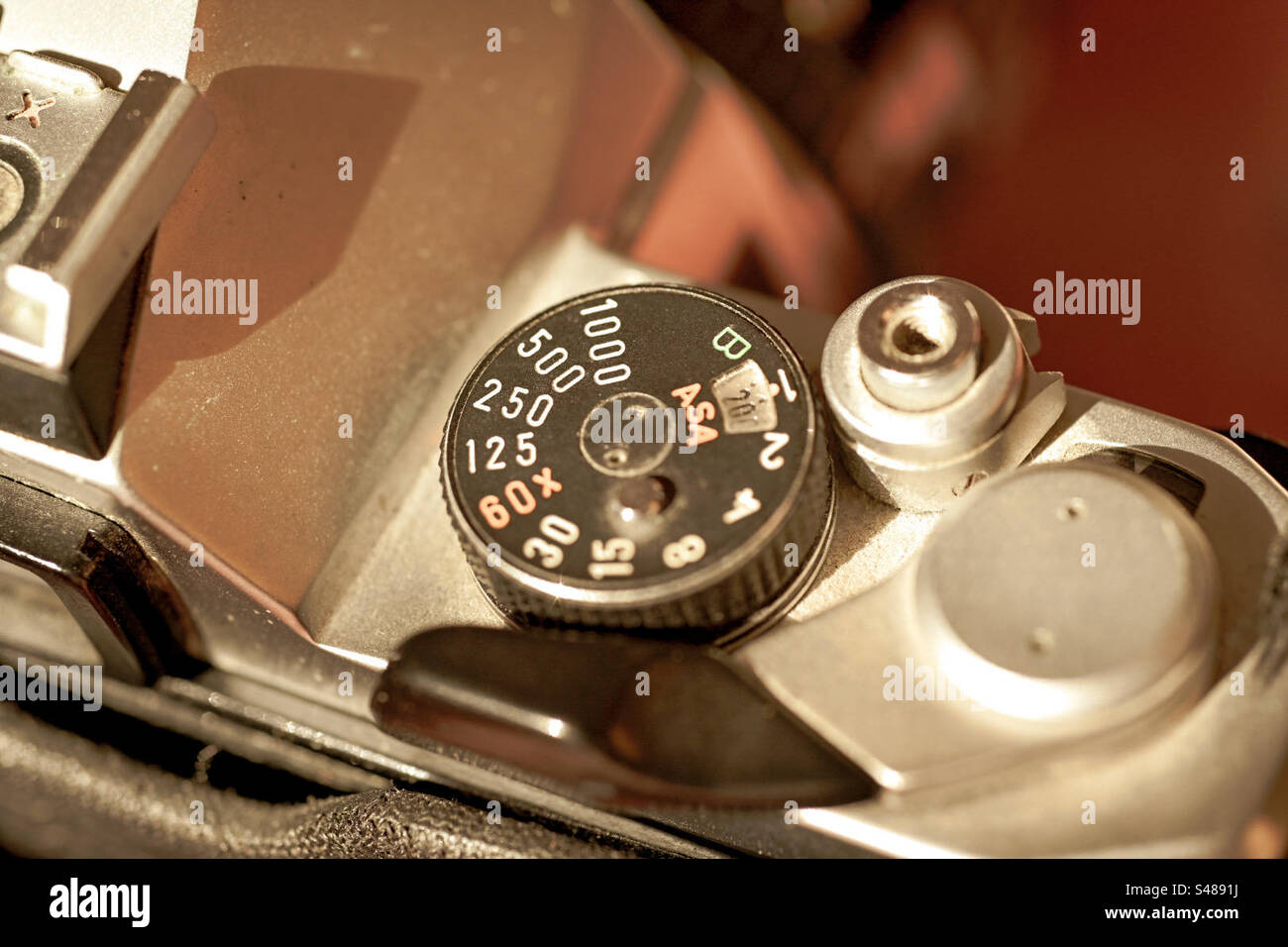 Classic slr film camera close up - Smartphone Captured Stock Image