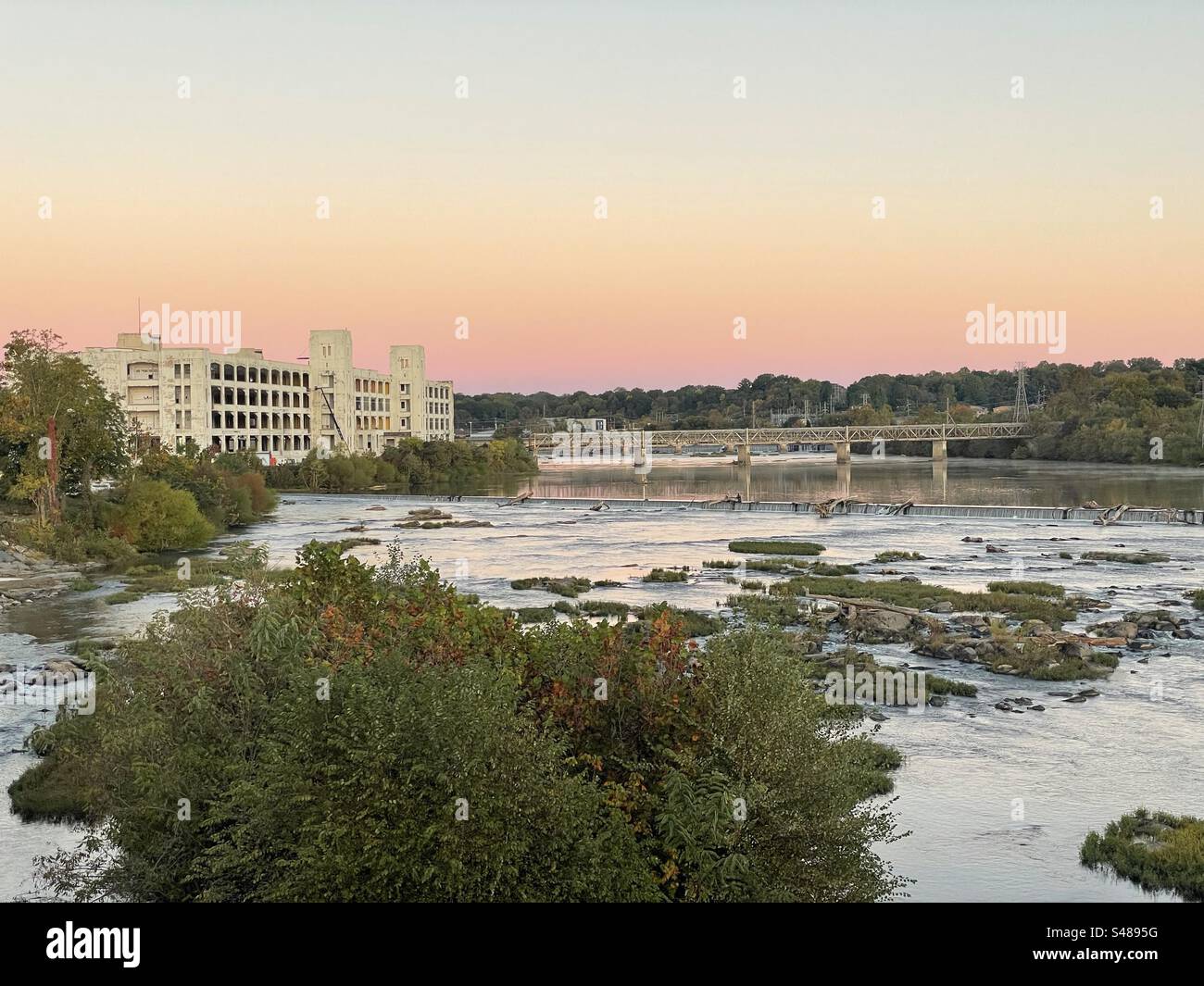 The Dan River in Danville, VA at sunrise Stock Photo Alamy