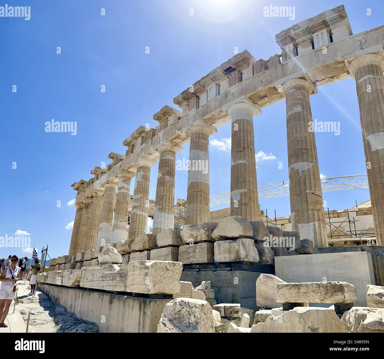 Summer day in Athens on Acropolis Hill at the Parthenon - Smartphone Captured Stock Image