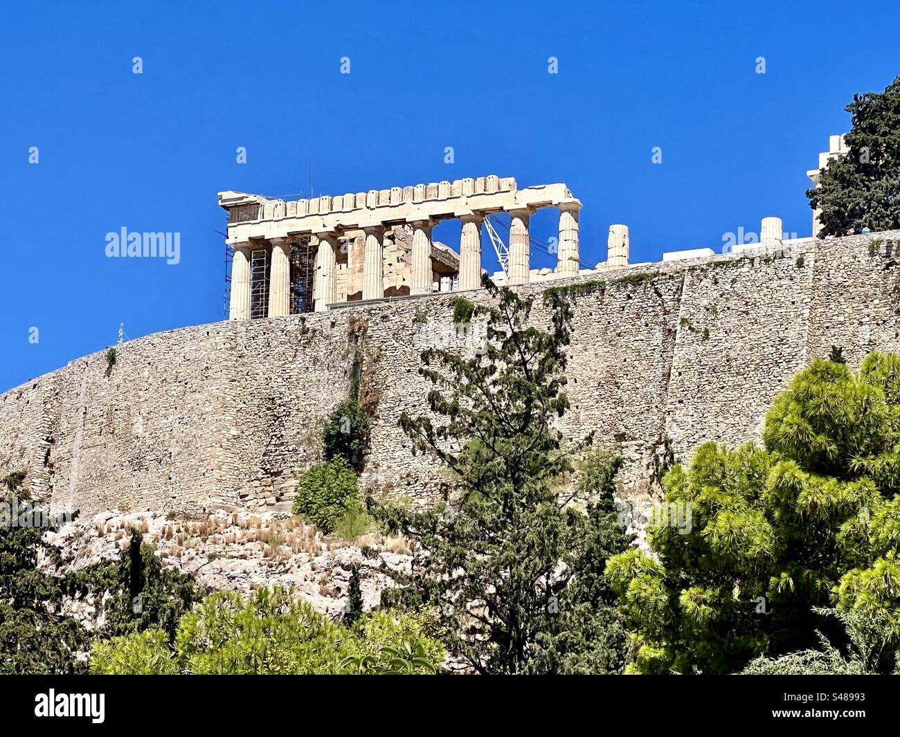 The Parthenon atop Acropolis hill in Athena in summertime - Smartphone Captured Stock Image