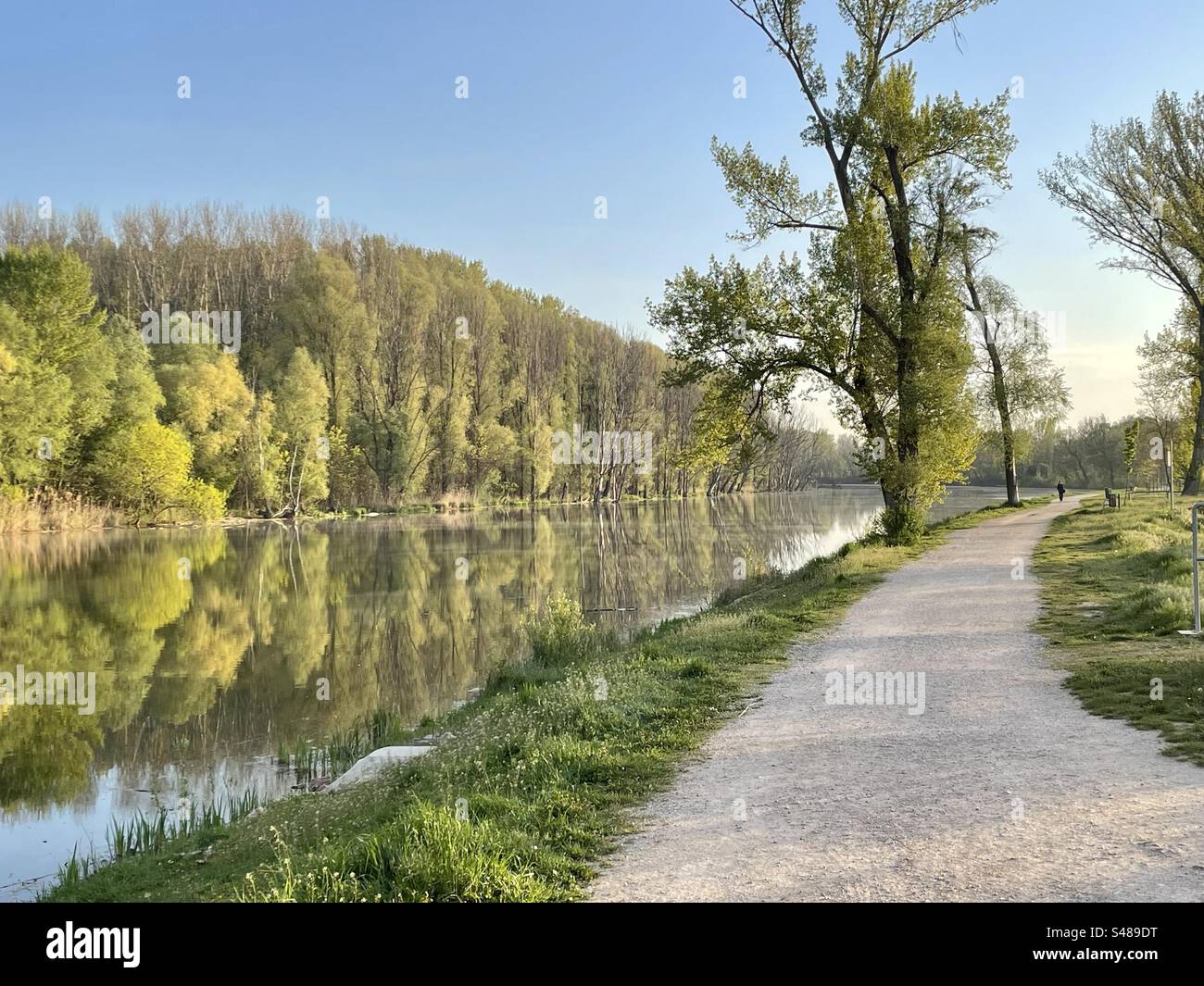 Morning Walk The Danube, Gyor, Hungary - Smartphone Captured Stock Image