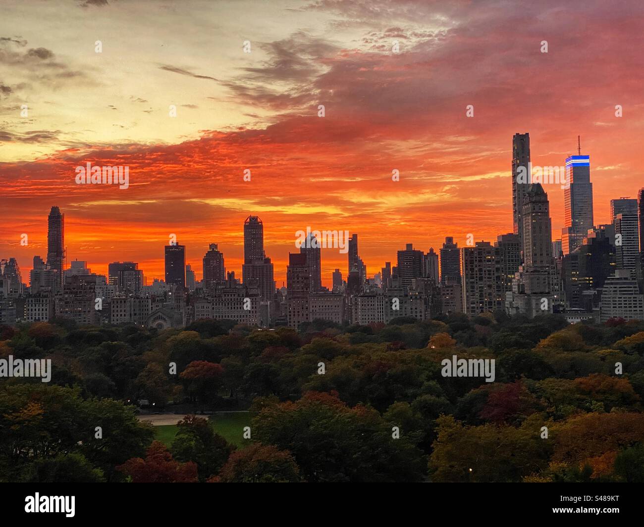 Sunrise over Central Park, New York City, United States of America. - Smartphone Captured Stock Image