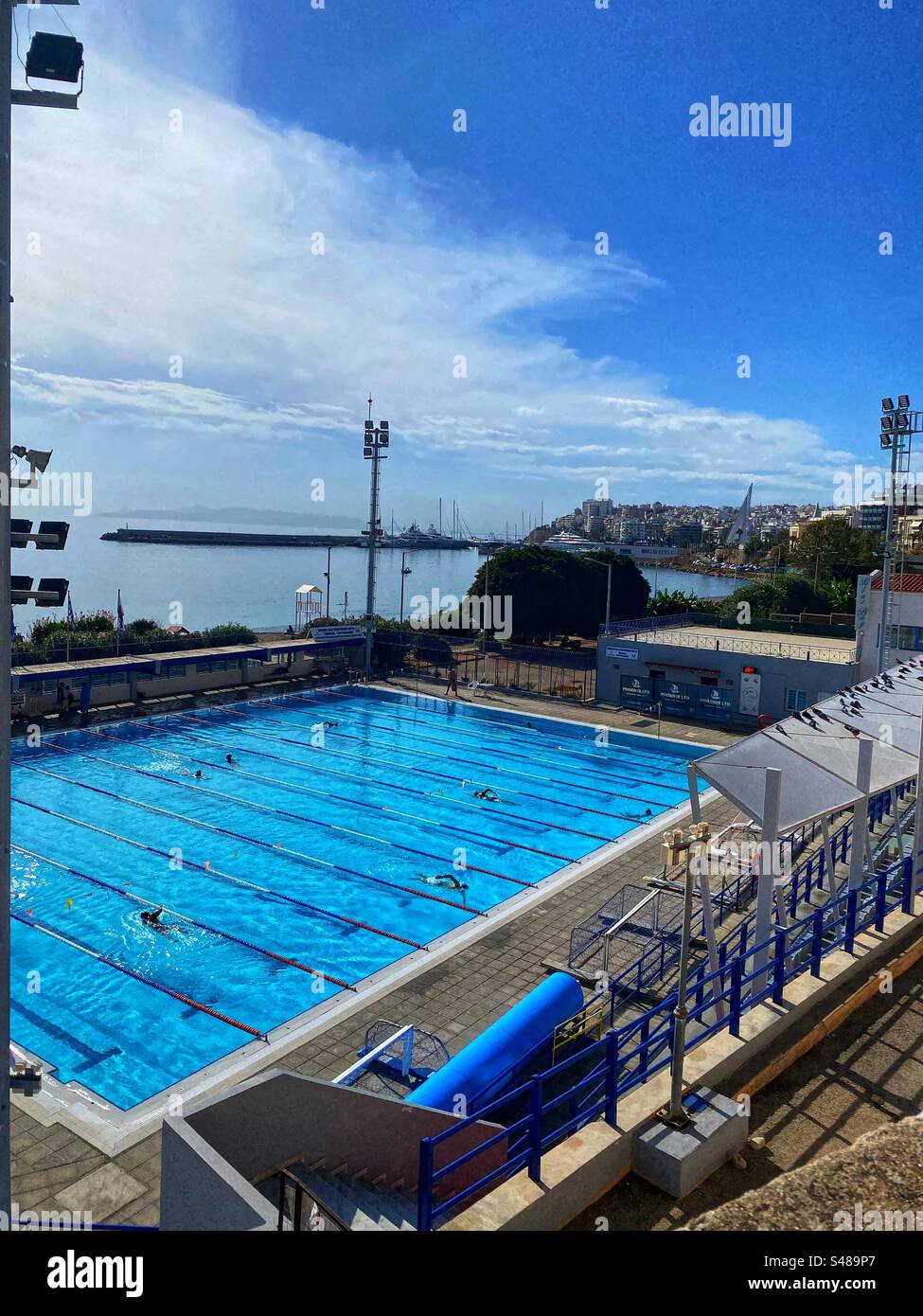 Outdoor swimming pool, Piraeus Greece Stock Photo