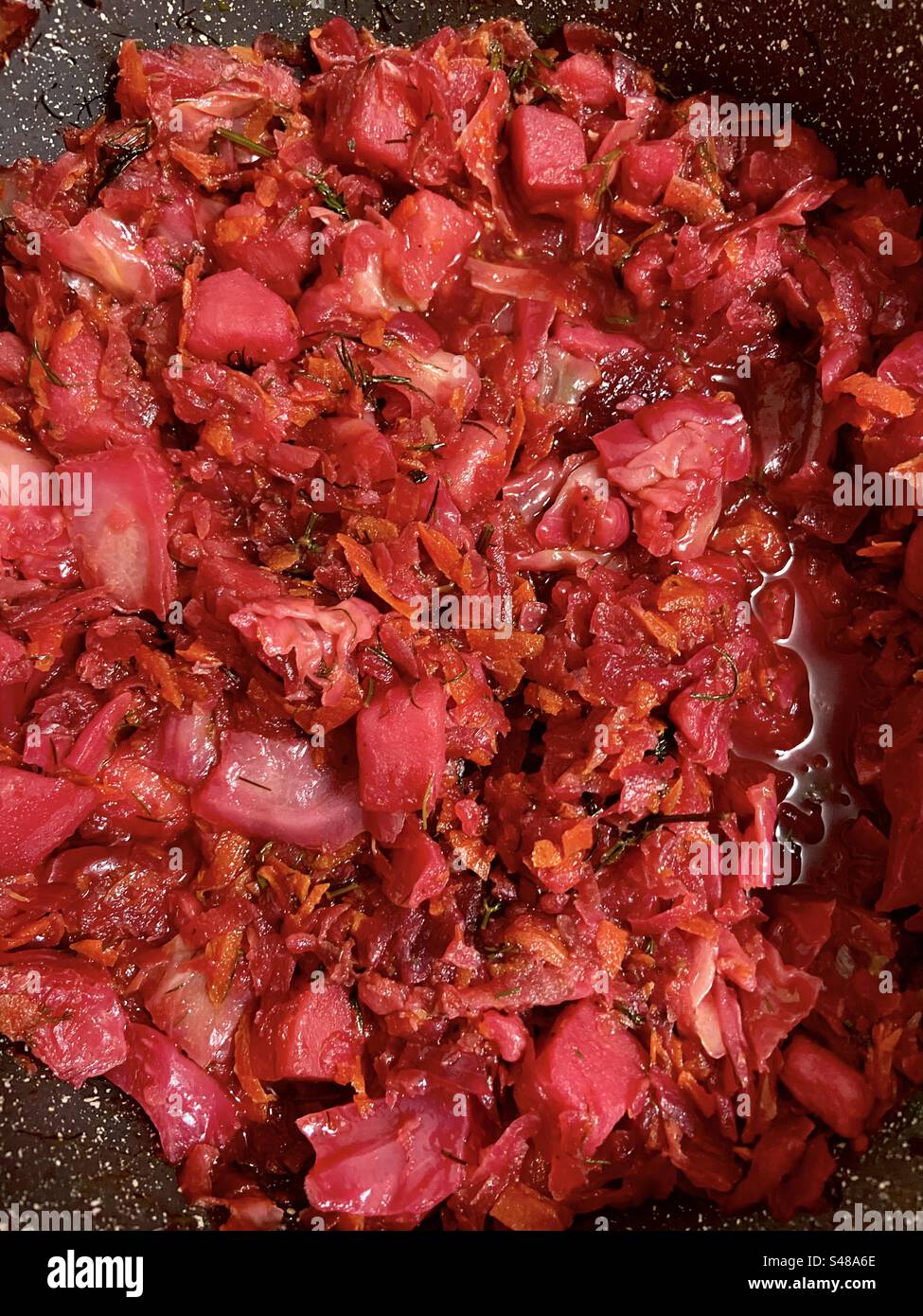 Ukrainian Bortsch beetroot soup Stock Photo