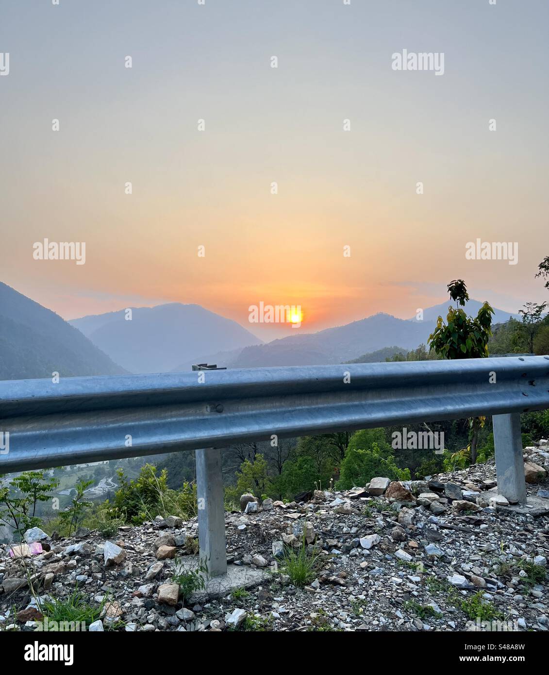 Sunset capture on a road journey - Smartphone Captured Stock Image