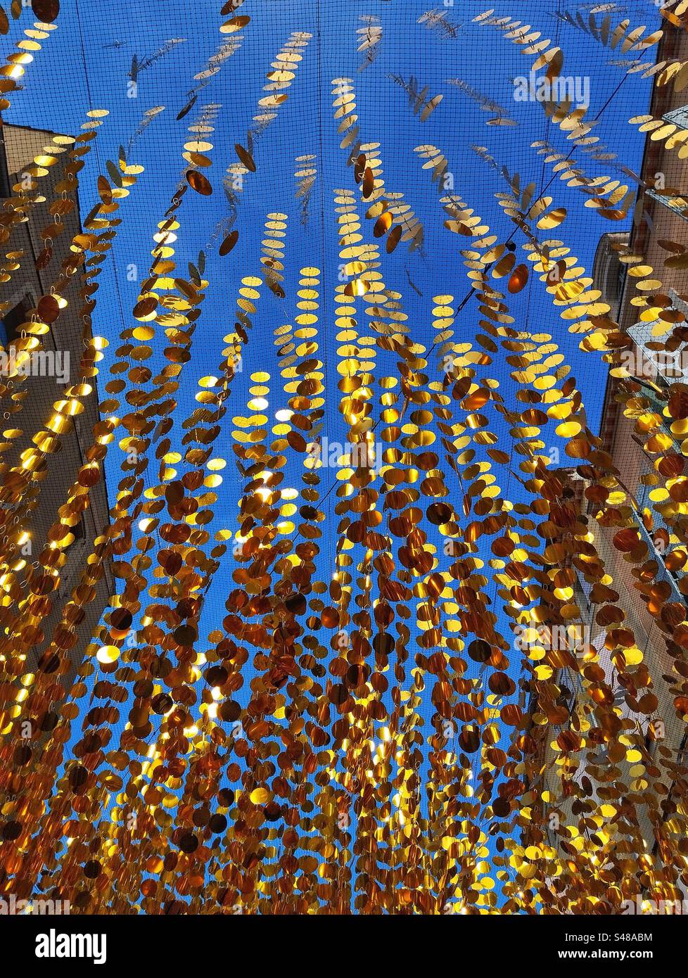 Decorations in a street. Center of Beziers. Occitanie, France - Smartphone Captured Stock Image