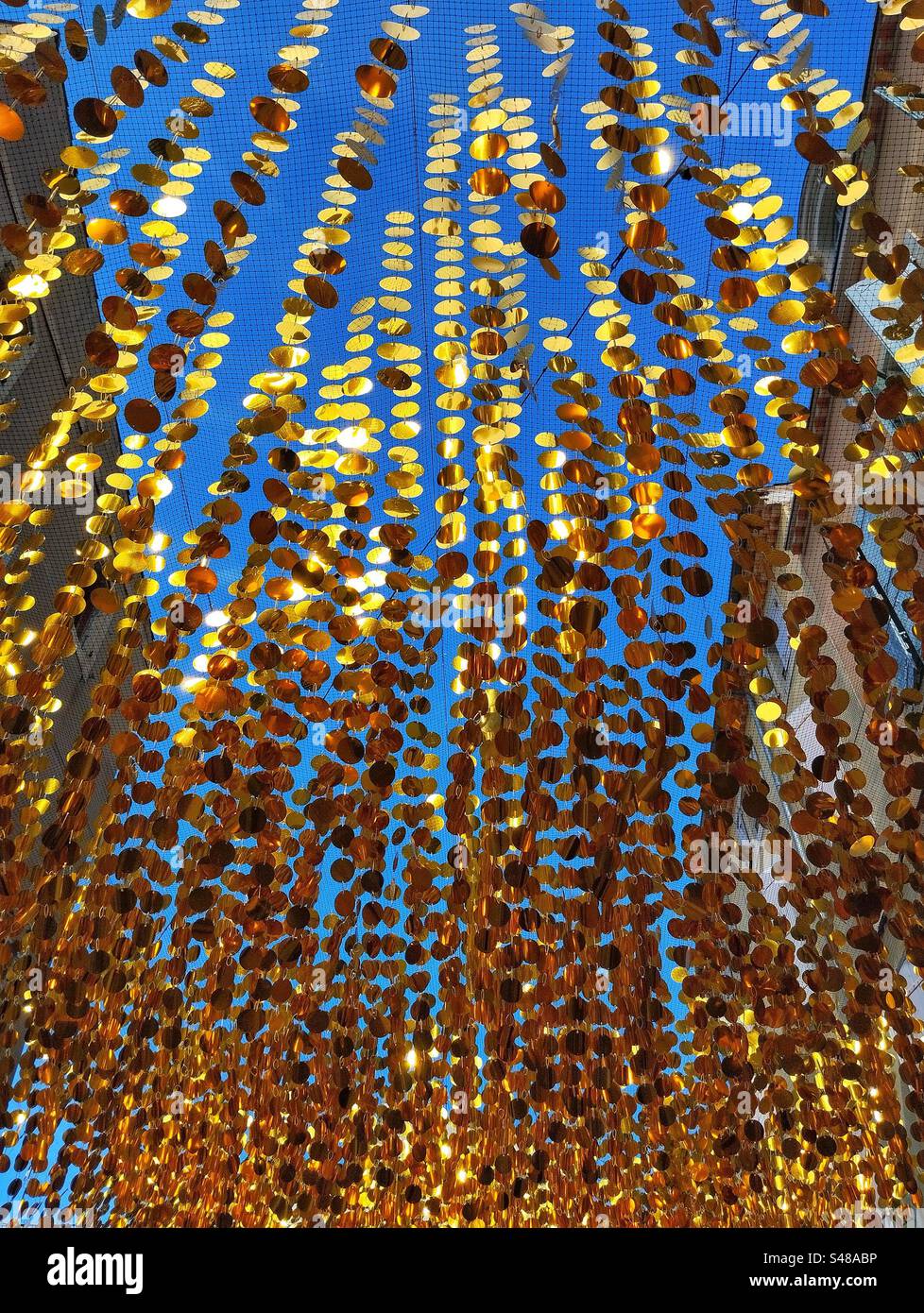 Decorations in a street. Center of Beziers. Occitanie, France - Smartphone Captured Stock Image